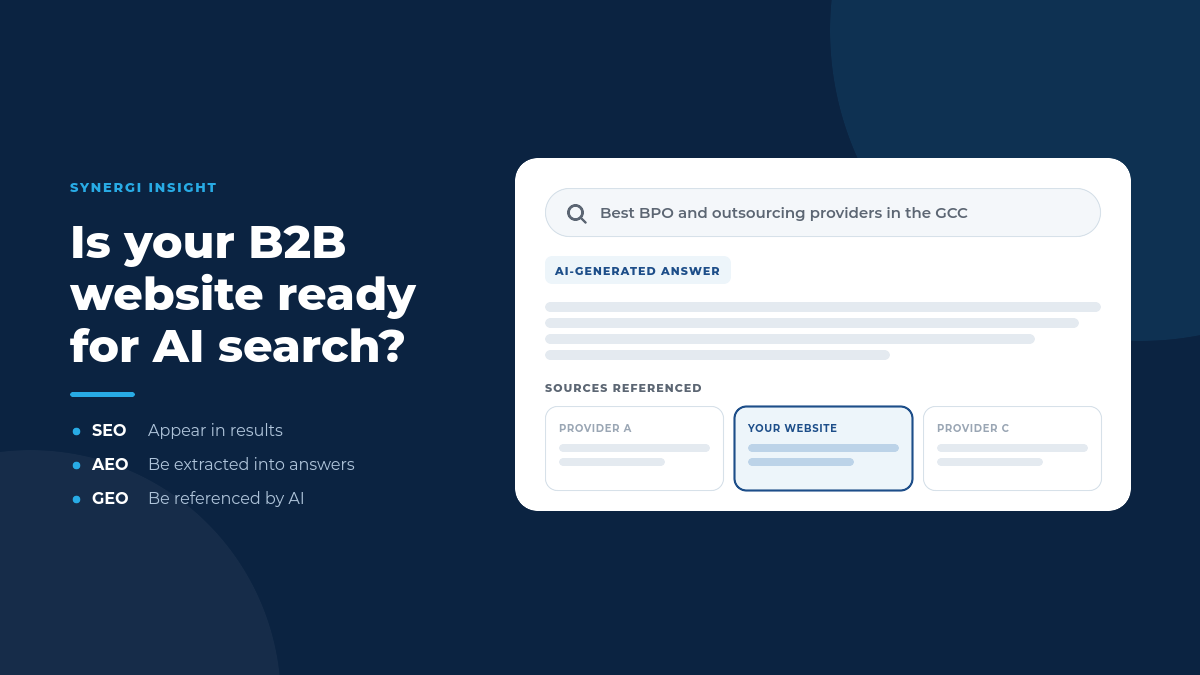 An AI-generated search answer citing three provider websites as sources, with one highlighted as your website