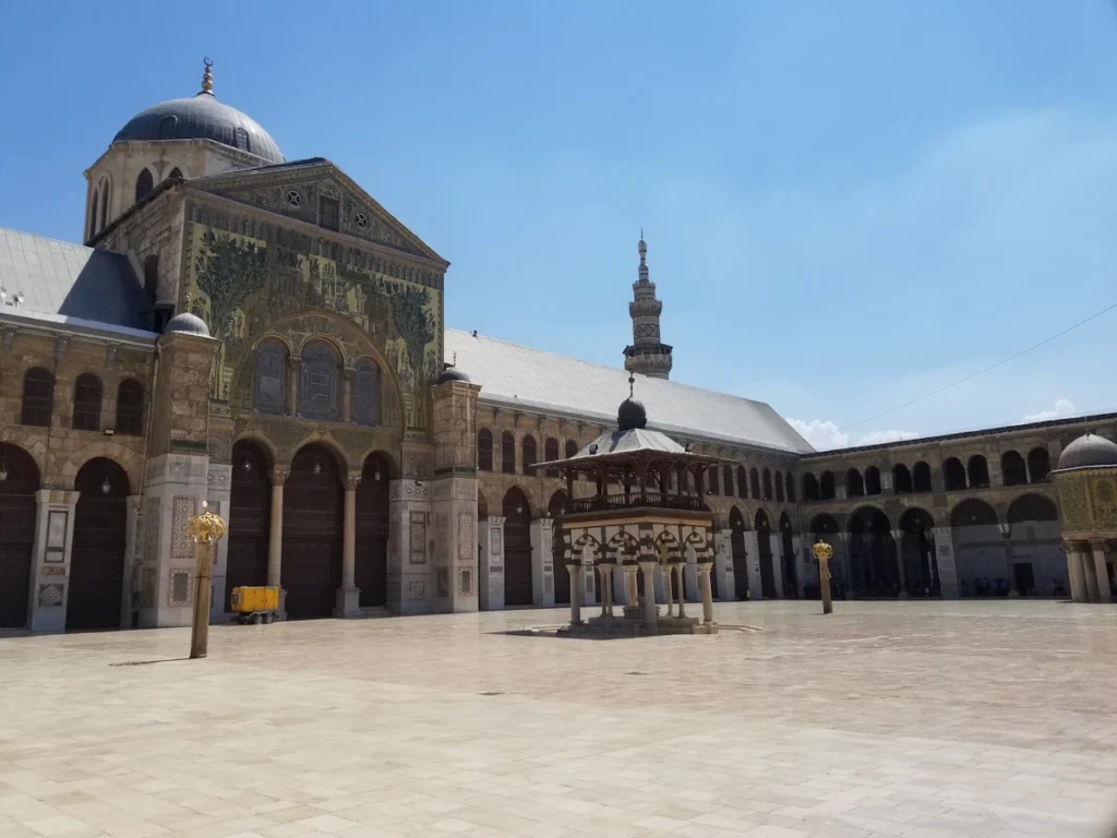 The courtyard of the Umayyad Mosque in Damascus