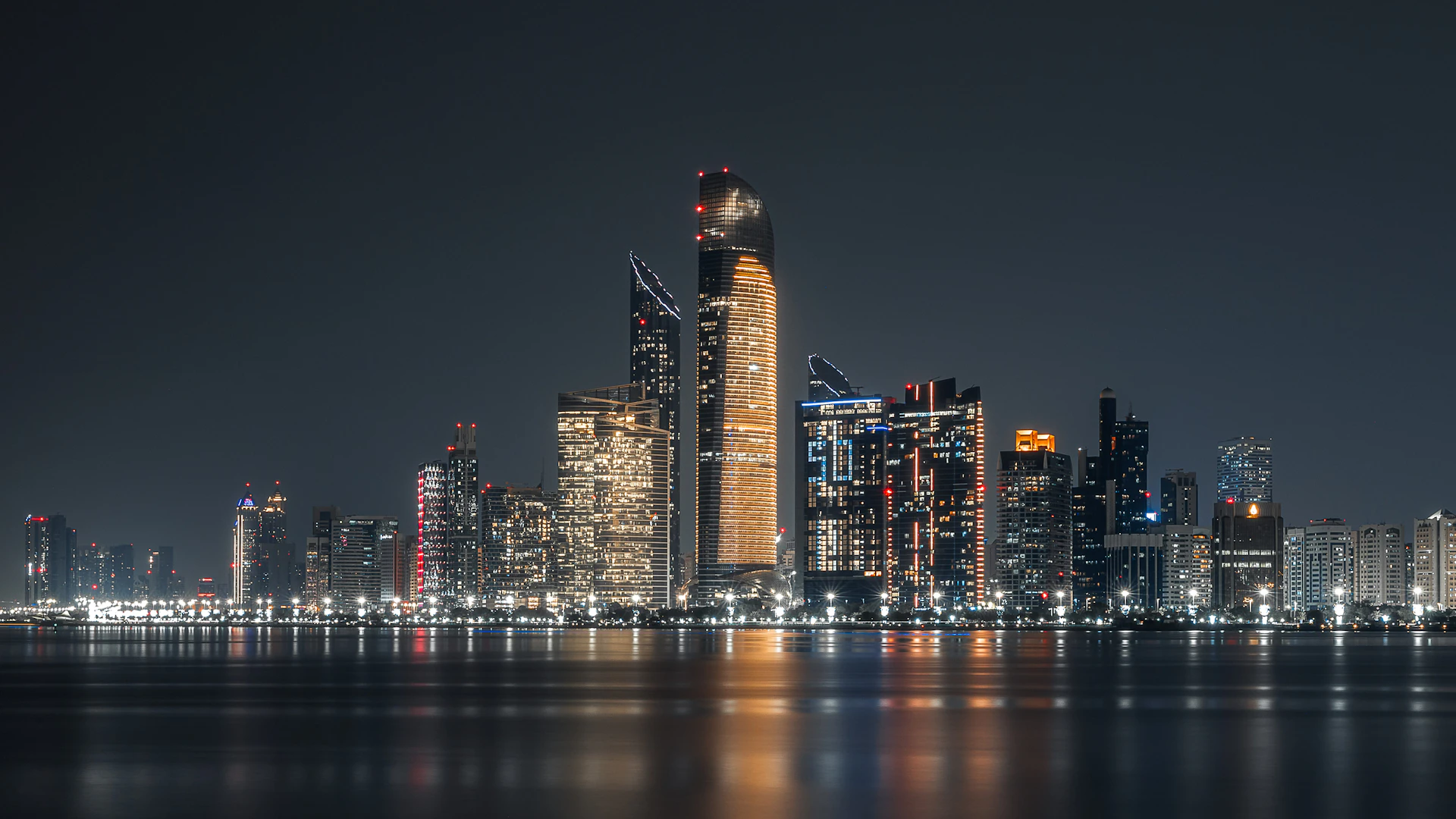 A Gulf city skyline at night