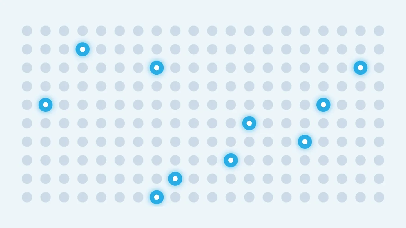 Grid of 200 leads with 10 highlighted as won customers, illustrating cost per lead versus cost per acquisition